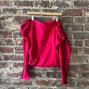 Express XL Flamingo Satin Off-Shoulder Blouse
